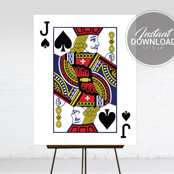 Kasino Royale Thema Schild | Jack of Spades Spielkarten Poster | Kasino Nacht Party Dekor | 007 Thema Photobooth Requisiten