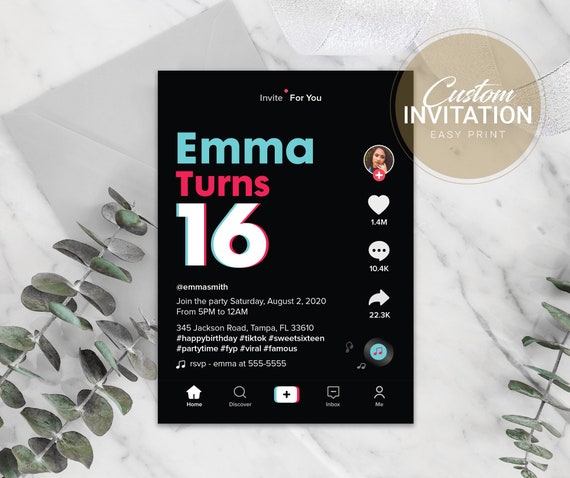 TikTok Birthday Invitation | TikTok Party Invites | TikTok Themed Invitations | Digital File Only Il_570xn