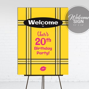 Clueless Theme Welcome Sign | 90s Party Welcome Sign | Clueless Birthday Decorations