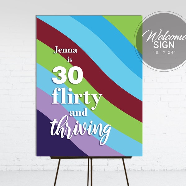 13 Going on 30 Welcome Sign | 30 Flirty and Thriving Birthday Sign