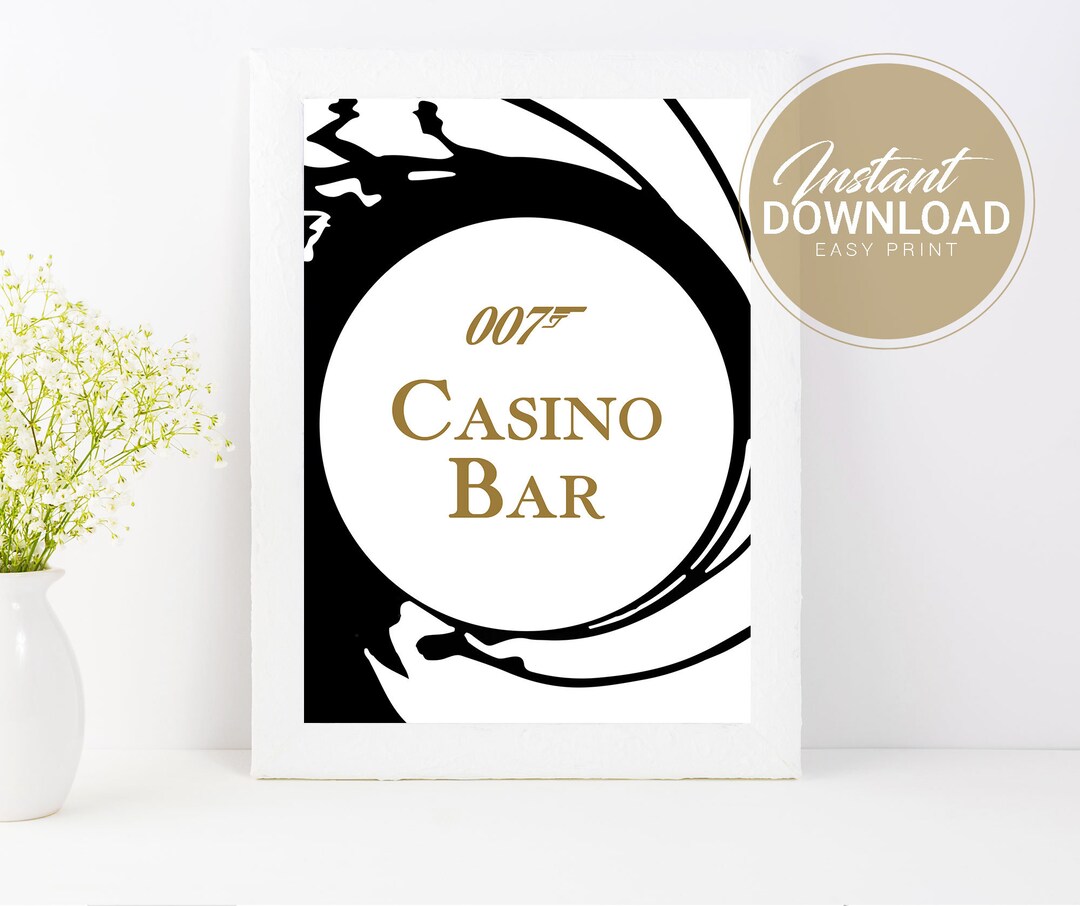 007 Theme Bar Sign Casino Royale Theme Bar Sign James Bond Party Bar