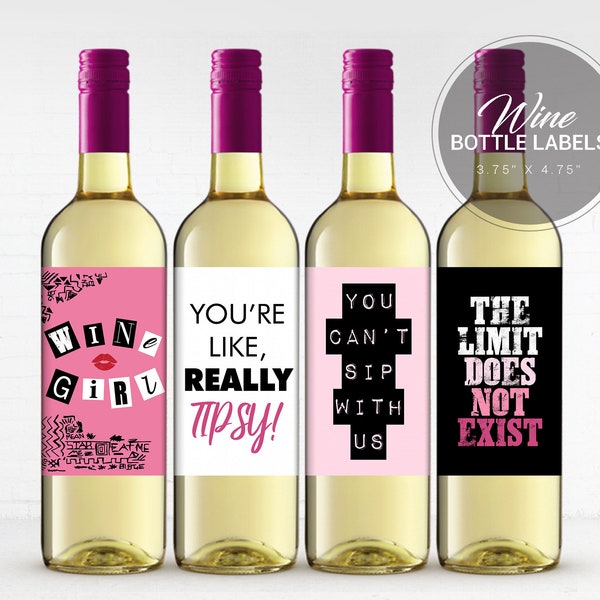 Mean Girls Wine Bottle Labels | Mean Girls Party | Mean Girls Decorations | Printable Wine Labels