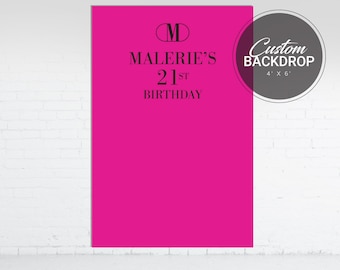 Luxury Fashion Party Backdrop | Pink Designer Photo Booth Background | Hot Pink Fashion Birthday Backdrop