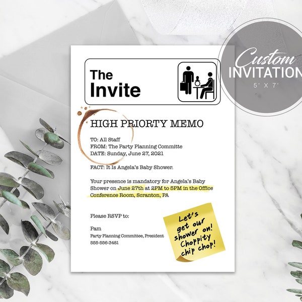 The Office Baby Shower Invitation | Office Baby Sprinkle Theme Invites | The Office Baby Shower Invites