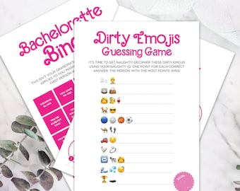 Pink Doll Bachelorette Games | Dirty Bachelorette Party Games | 12 Pack Printable Bachelorette Games