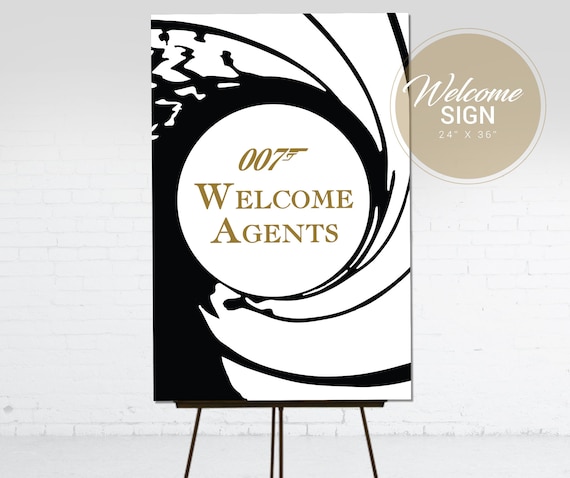 007 Party Theme Sign Casino Royale Welcome Poster James Bond.