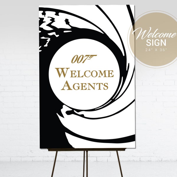 007 Party Theme Sign | Casino Royale Welcome Poster | James Bond Birthday Party Sign | Digital Download