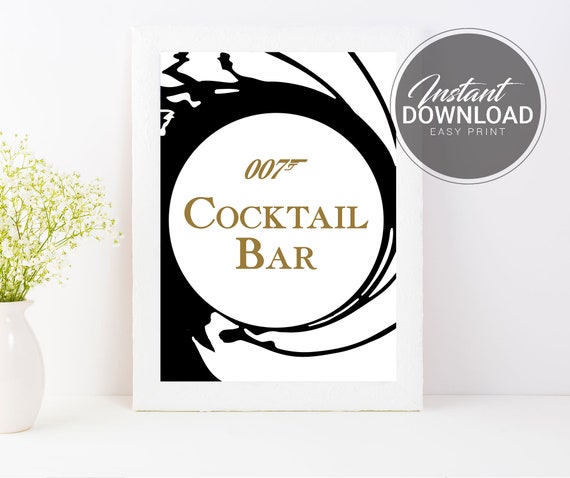 James Bond Cocktail Bar Sign | 007 Cocktail Party Bar Sign Il_570xn