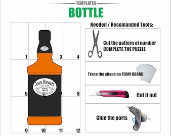 Mosaic Whiskey Bottle Balloon template/3ft, 4ft and 5ft Bottle Balloon Mosaic from Balloons templates/Easy Instructions/Instant download