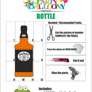 Mosaic Whiskey Bottle Balloon template/3ft, 4ft and 5ft Bottle Balloon Mosaic from Balloons templates/Easy Instructions/Instant download