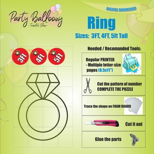 Mosaic Ring balloon template/3ft, 4ft and 5ft Ring Mosaic from Balloons templates with Step by Step Instructions/Instant download