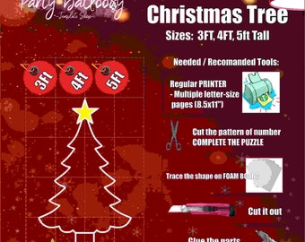 Mozaïek kerstboom ballon sjabloon/3ft, 4ft en 5ft kerstmozaïek van ballonnen sjablonen met eenvoudige instructies/Instant download