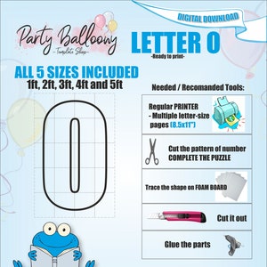 Letter O - All Sizes (From 1ft to 5ft)/Mosaic Letters from Balloons/PDF files + Instructions Step by Step on how to build/Instant download