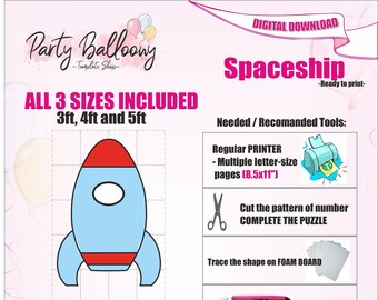 Mosaic Spaceship from balloons template/3ft,4ft and 5ft Spacecraft Mosaic from Balloons template with Instructions/Instant download