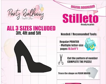 Mosaic Stiletto from balloons Template/3ft,4ft and 5ft High Heel Shoe-Mosaic from Balloons Templates with Easy Instructions/Instant download