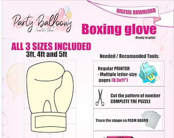 Mosaic Boxing Glove from balloons template/3ft,4ft and 5ft Boxing Glove Mosaic from Balloons template with Instructions/Instant download