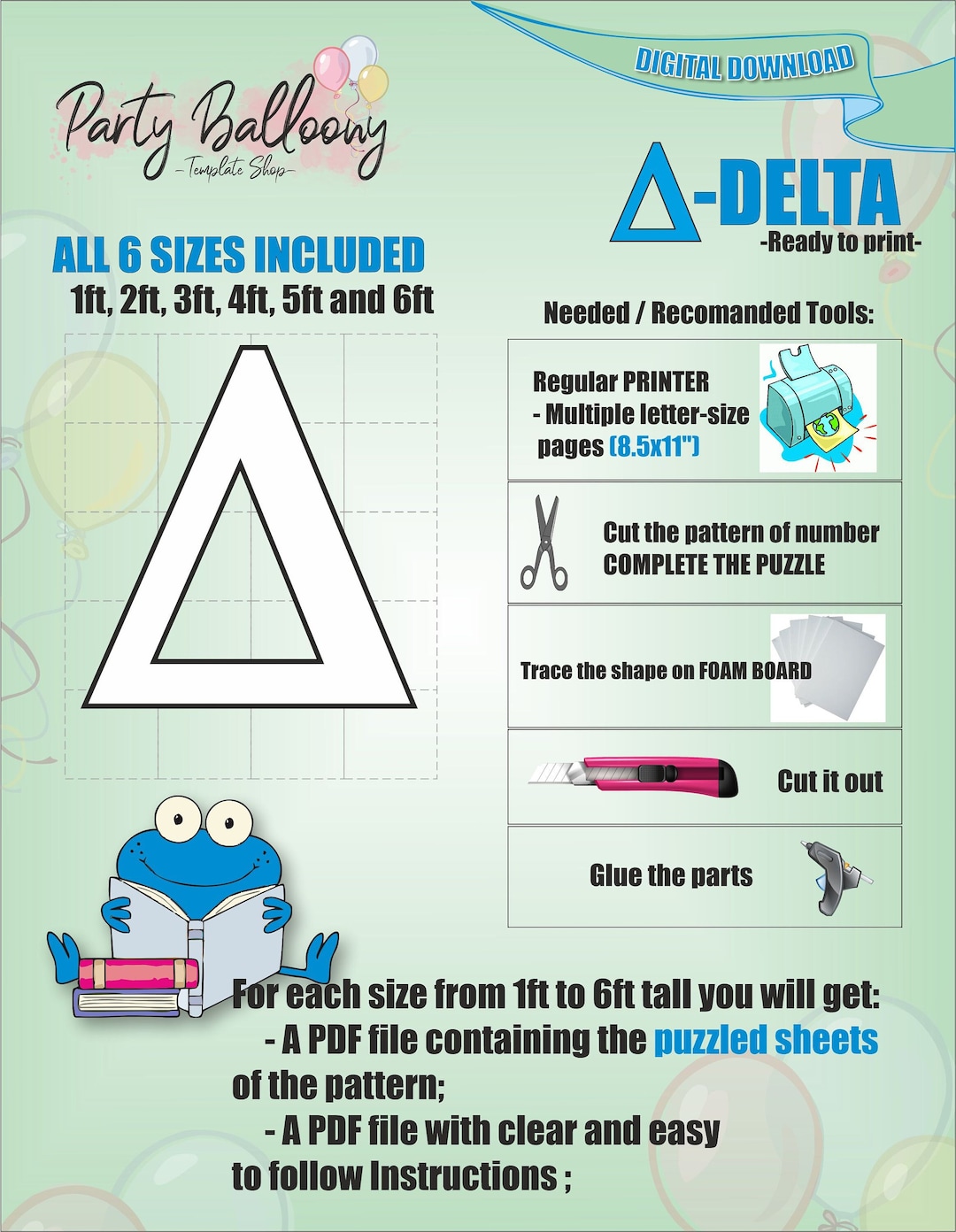 Δ Delta-all Sizes (from 1ft to 6ft)/mosaic From Balloons Greek Letter Δ ...