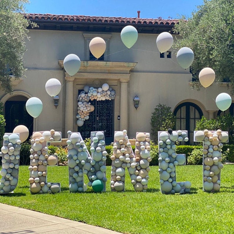 Carta T - Todos los tamaños (de 1ft a 5ft)/Mosaic Letters from Balloons/PDF files + Instructions Step by Step on how to build/Instant download imagen 2