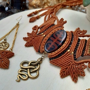 Schlangen Halskette, Makramee Schmuck, Statement Halskette, Boho, Schlangenschmuck, handgemacht, tribal