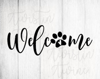 Welcome Dog Paw Print SVG
