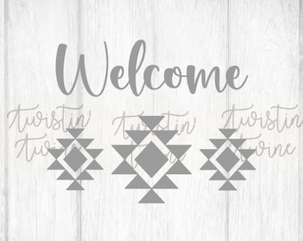 Aztec Welcome SVG For Round Door Hanger