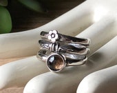 SILPADA Jewelry - Retired ~ Sterling Silver & Smoky Quartz Artisan Flower Ring ~ Size 7