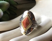 SILPADA Jewelry - Retired ~ Goldstone & Sterling Silver 'WARM HUES' Shield Ring ~ Size 9