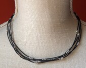 SILPADA Jewelry - Retired ~ Cubic Zirconia & Black Leather Necklace