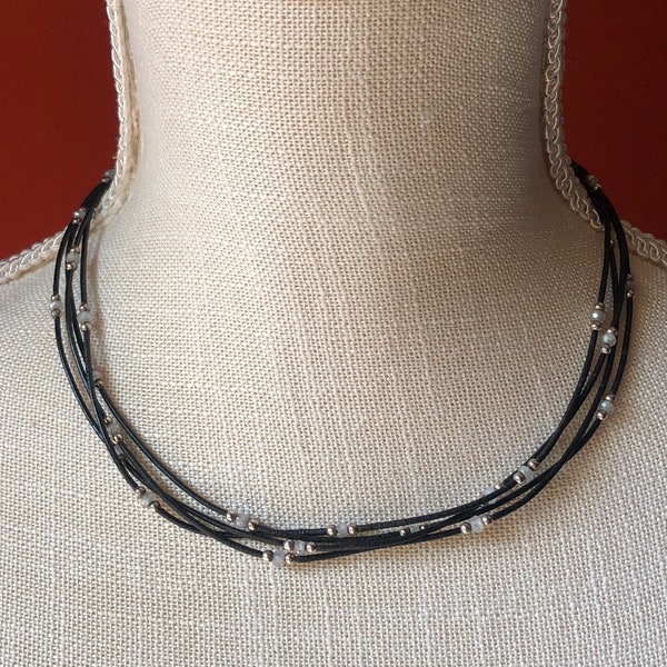 SILPADA Jewelry - Retired ~ Cubic Zirconia & Black Leather Necklace