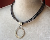 SILPADA Jewelry - Retired ~ Sterling Silver Oval & Leather Braid Necklace