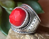 SILPADA Jewelry - Retired ~ 'SAMBA' Red Coral & Sterling Silver Ring ~ Size 7.5