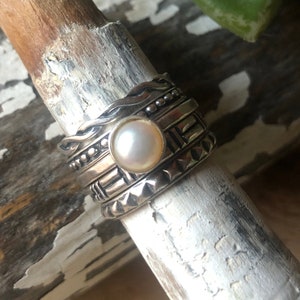 SILPADA Jewelry - Retired ~ Pearl & Sterling Silver Stackable Ring ~ Size 6