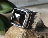 SILPADA Jewelry - Retired ~ Smoky Quartz & Sterling Silver Wide Band Ring ~ Size 7.5