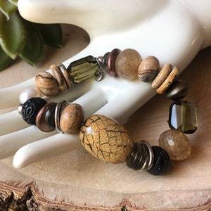 SILPADA Jewelry - Retired ~ Jasper & Mixed Stone Sterling Silver Stretch Bead Bracelet
