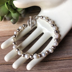 SILPADA Im Ruhestand Schmuck ~ Süßwasserperle & Sterling Silber PerlenArmband