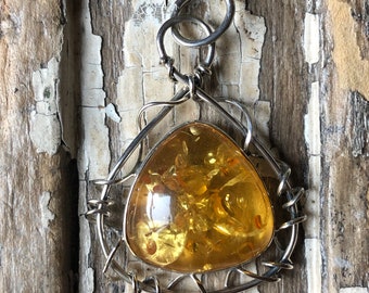 SILPADA Schmuck - Retired ~ Bernstein & Sterling Silber Artisan Anhänger
