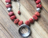 SILPADA Jewelry - Retired - Red Sponge Coral & Sterling Silver Bead Necklace