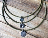 SILPADA Jewelry - Retired ~ Sterling Silver & Olive Green Leather Tier Necklace