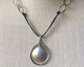SILPADA Jewelry - Retired ~ Sterling Silver Disc Pendant & Black Leather Necklace