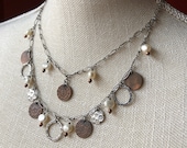 SILPADA Jewelry - Retired ~ Pearl & Copper Coin Sterling Silver Charm Necklace