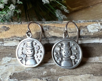 SILPADA Jewelry - Retired ~ Sterling Silver & Cubic Zirconia  'FROSTY SNOWMAN' Dangle Earrings