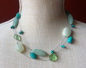 SILPADA Jewelry - Retired ~ Blue/Green Stone & Sterling Silver Floating Illusion Bead Necklace
