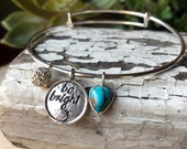 Vintage SILPADA Jewelry ~ 'BE BRIGHT' Sterling Silver Charm Bangle