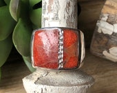 SILPADA Jewelry - Retired ~ Coral & Sterling Silver Inlay Ring