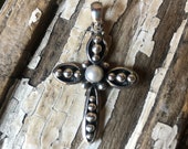 SILPADA Jewelry - Retired ~ Pearl & Sterling Silver Cross 'CONTEMPORARY CREDENCE' Pendant