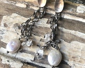 SILPADA Jewelry - Retired ~ Pearl & Crystal Sterling Silver Dangle Post Earrings