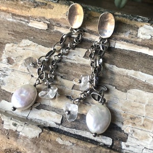 SILPADA Jewelry - Retired ~ Pearl & Crystal Sterling Silver Dangle Post Earrings