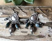 SILPADA Retired Jewelry ~ Gray Pearl & River Shell Sterling Silver Dangle Earrings