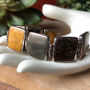 SILPADA Jewelry - Retired ~ Multi-Stone Sterling Silver Link Bracelet with Bronzite, Yellow Jasper & Pyrite