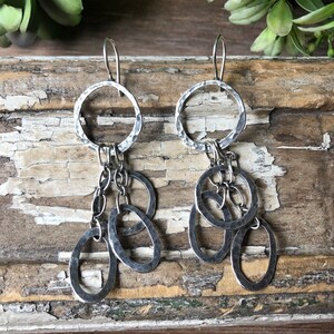 SILPADA Jewelry Retired Sterling Silver 'CHAIN REACTION' Oval Link Dangle Earrings image 1